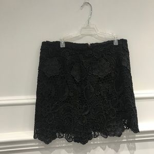 Lined black lace skirt